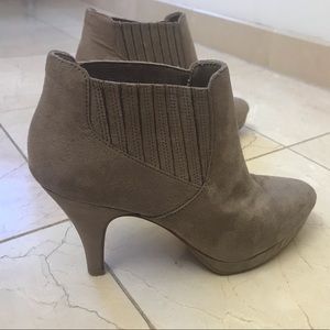 Grey suede high heel booties